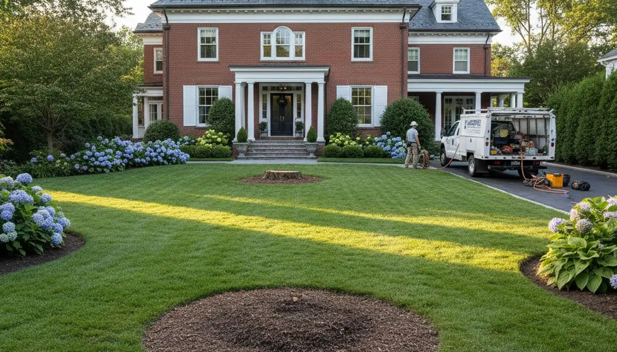 Tree removal cleanup and stump grinding results on residential property in Cambridge, MA