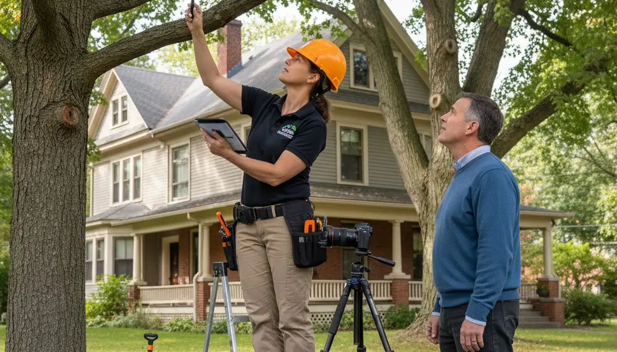 Certified arborist performing tree health assessment for homeowners in Roxbury Crossing, MA