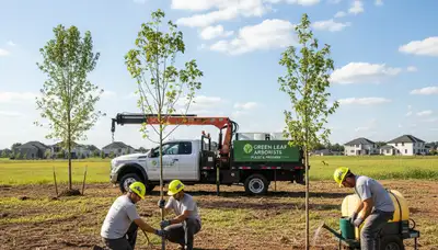 Arborists planting new trees in Cambridge MA yard for Chop Chop Tree professional tree service